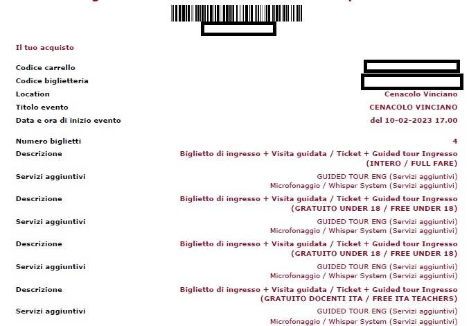 Canacolo vinciano 4 biglietti 10 febbraio 2023