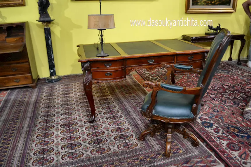Scrivania diplomatica stile Chippendale cm 160, in legno massello - Foto 11