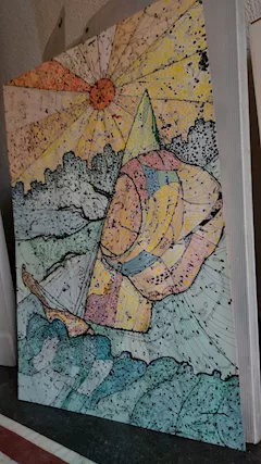 Quadro Eseguito a Mano 100X70 China e Acquarello