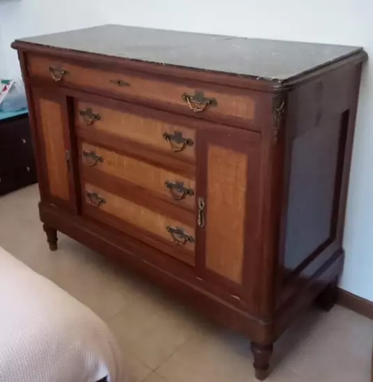 Cassettone antico legno massello con piano in marmo, in buone condizioni - Foto 2