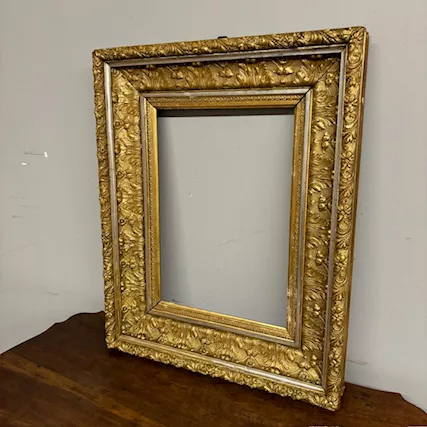 Antica cornice foglia oro e argento XIX sec . Mis 69 x 54, ottimo stato - Foto 3