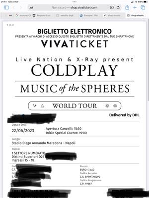 Biglietti Coldplay Napoli 22 giugno