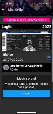 1/2 BIGLIETTI CONCERTO BLANCO 27/07