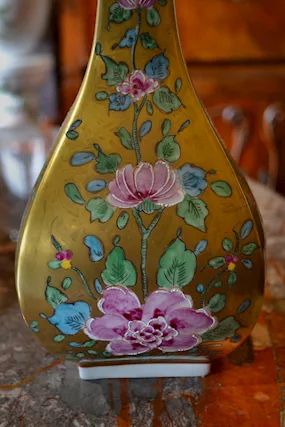 Vaso in porcellana policroma di Desdra del XX sec, ottimo stato - Foto 3