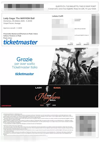Lady Gaga: The Mayhem Ball 19 ottobre