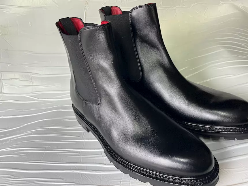 Stivaletti uomo fatti a mano pelle e suola Vibram 46, colore rosso