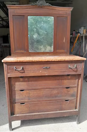 Cassettone Comò con Specchiera Antico in legno