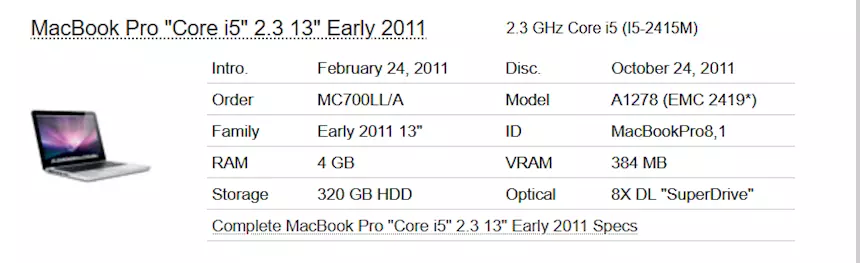 Foto 5MacBook Pro 13 (early 2011) Marca Apple