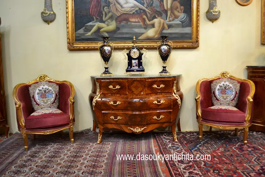Commode-cassettone stile Luigi XV cm. 150 cm, in legno massello - Foto 2