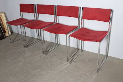 Quattro sedie cromante Willy Rizzo anni 70 .Design . Moderna