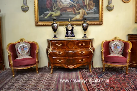 Commode-cassettone stile Luigi XV cm. 150 cm, in legno massello - Anteprima 2