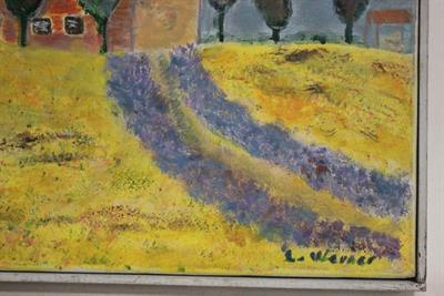 Quadro olio su tela con cornice, campo di grano e lavanda - Foto 4