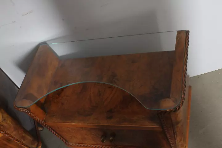 Antica Coppia comodini 1945 art deco noce. Milano . Top, in legno - Foto 4