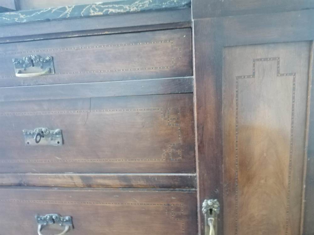 Arte decò COMÒ SPECCHIERA noce MASSELLO INTARSIO - Foto 8