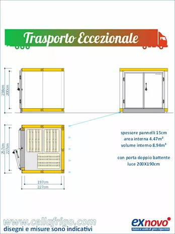 Cella freezer BT con pavimento pre-montata 226x400cm