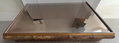 Mensola da muro con piano in specchio bronzato