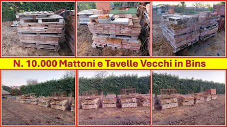 Diecimila mattoni e tavelle vecchi in bins