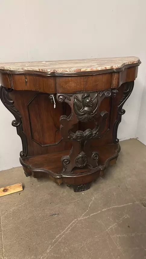 Antica console noce Luigi Filippo, '800, Napoli, 100x103x43 cm - Foto 2