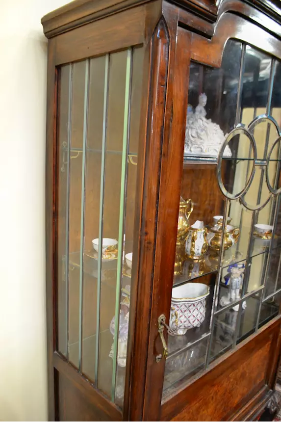 Antica cristalliera stile Chippendale primi del 900, in legno - Foto 12