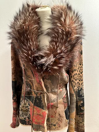 Giacca in pelle Roberto Cavalli con collo in volpe, taglia l - Anteprima 2