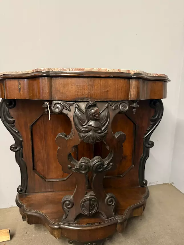 Antica console noce Luigi Filippo, '800, Napoli, 100x103x43 cm - Foto 4