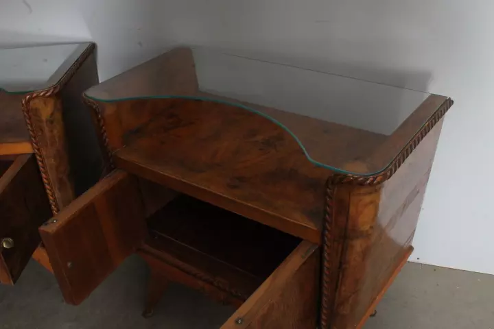 Antica Coppia comodini 1945 art deco noce. Milano . Top, in legno - Foto 8