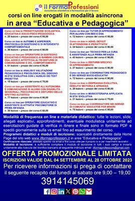 Corsi ON Line in Area Educativa e Pedagogica