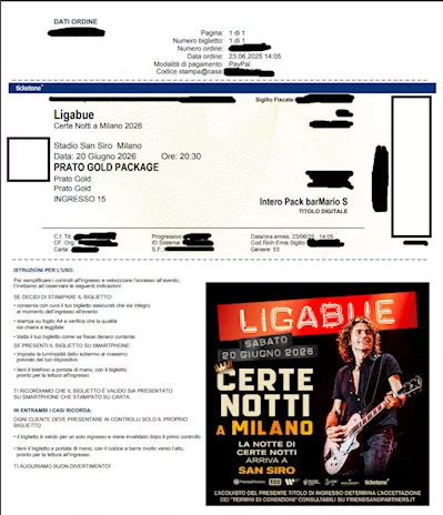 Due biglietti concerto Ligabue