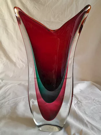 Vaso in vetro di Murano attribuito a Flavio Poli