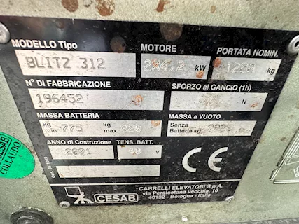 Carrello Elevatore Cesab 12 Q.Li, anno 2001 - Foto 6