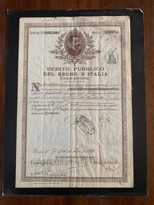 Certificato debito pubblico - Regno d'Italia 1891