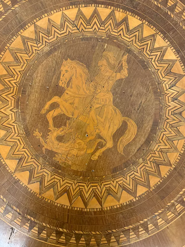 Antico tavolo intarsiato Sorrentino rotondo - Foto 9