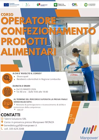 Corso gratuito operatore al confezionamento HACCP - Monza