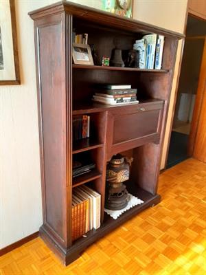 Mobile libreria/scrittoio noce rinascimento lineare