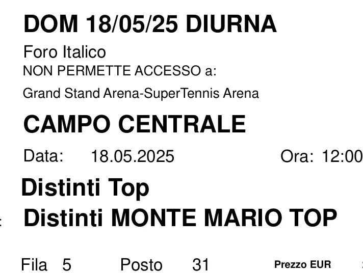 FINALE Internazionali Tennis ROMA