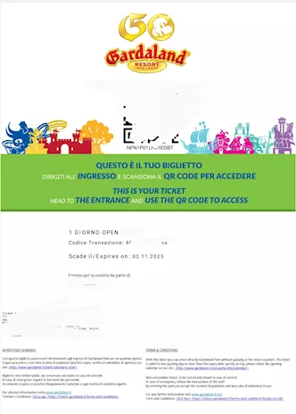 Due biglietti open Gardaland